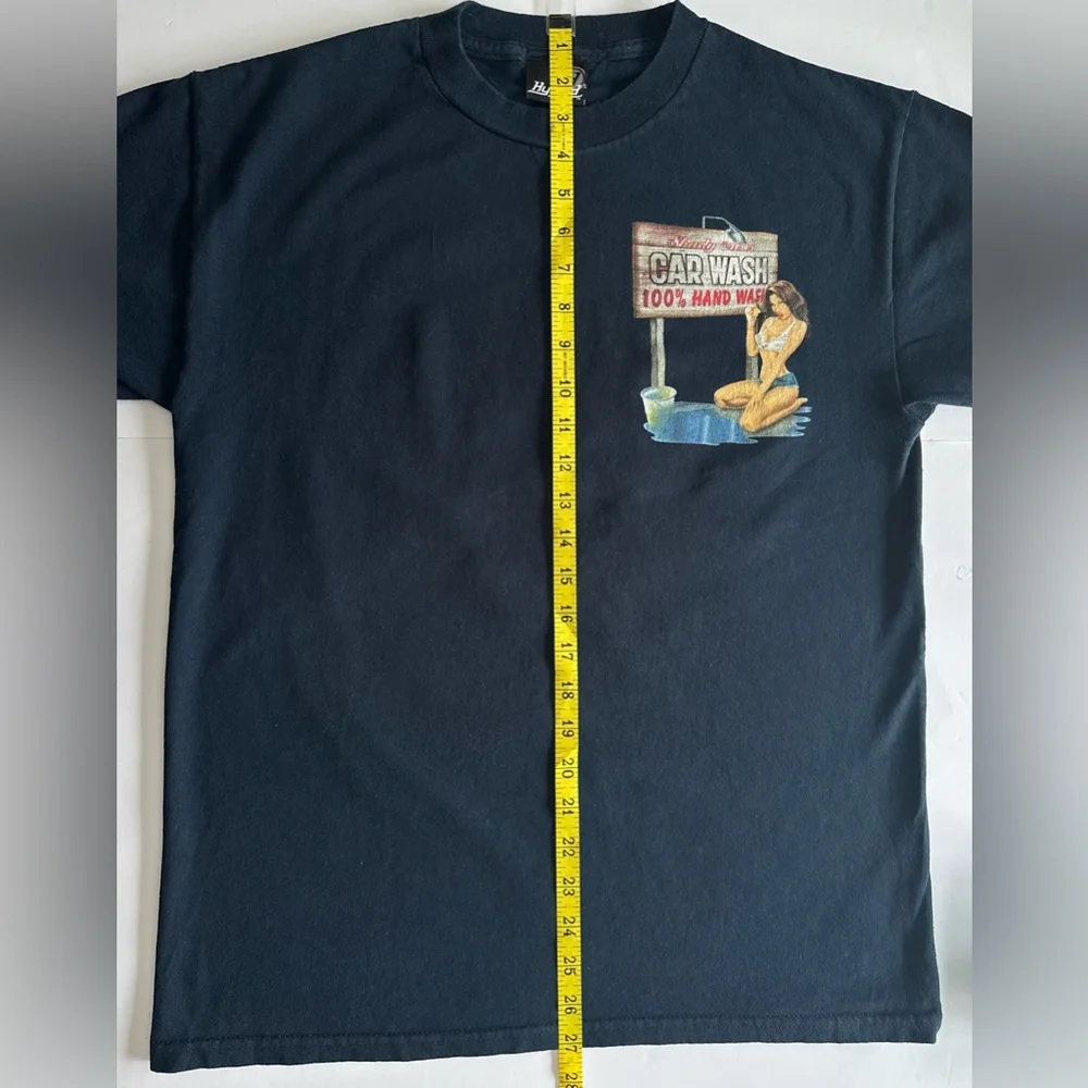 Hybrid Tees Car Wash Graphic T-Shirt Y2K Pinup Girl Muscle Car T-Shirt - Picture 5 of 8